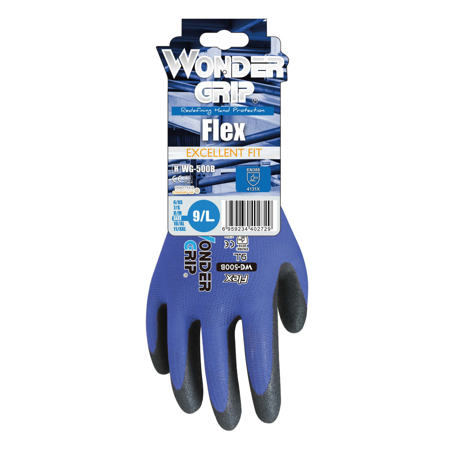 8 M Nylon Strickhandschuh Nitril Arbeitshandschuhe Gloves OX-ON Black Flex Gr 