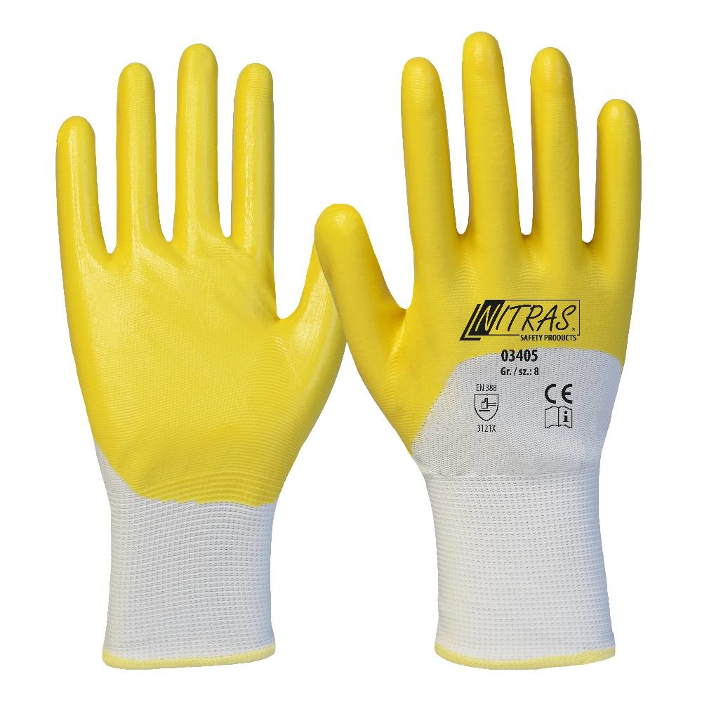 Nitras 03405 Nitril-Polyester-Handschuhe gelb 3/4 beschichtet   8