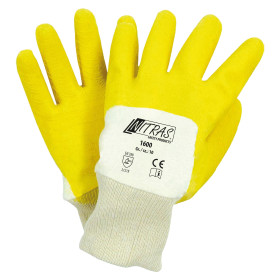 Nitras 1600 Latex-Baumwollhandschuhe gelb 3/4 beschichtet