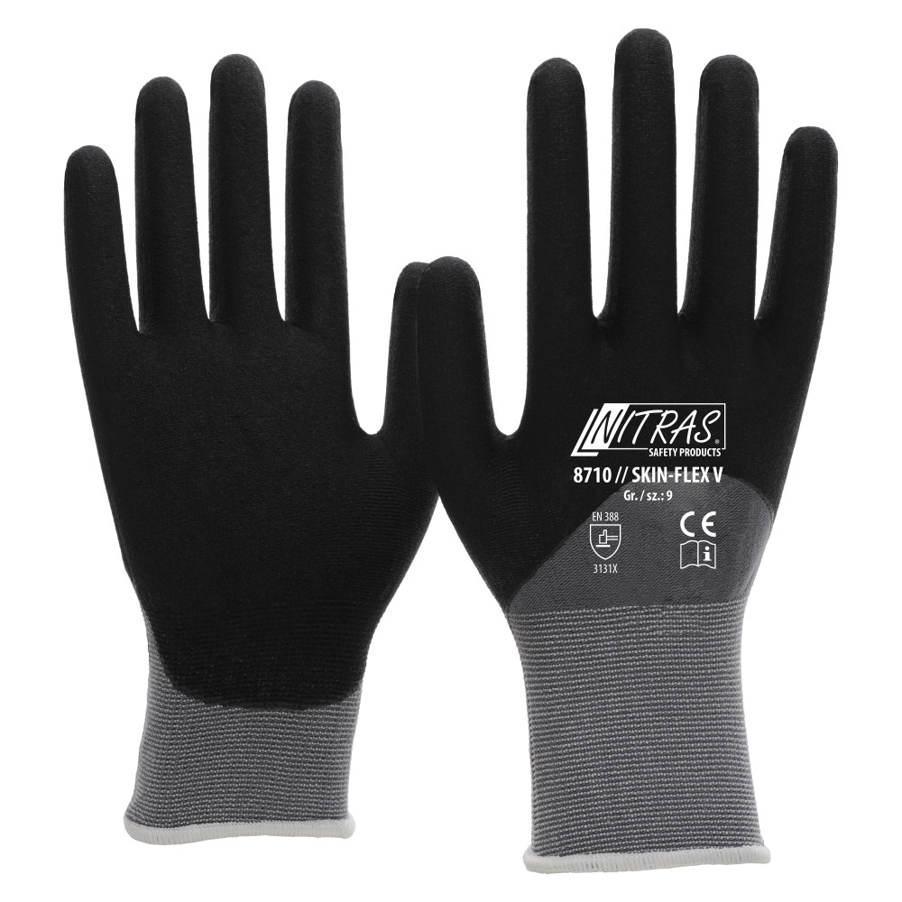 Nitras 8710 SKIN FLEX V Spezial-Stretch-Strick Handschuhe Spezialbeschichtung